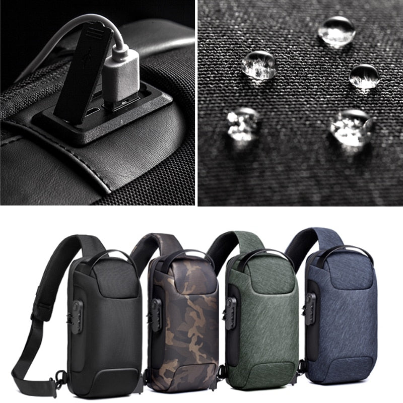 Waterproof USB Anti-Thief Crossbody Bag