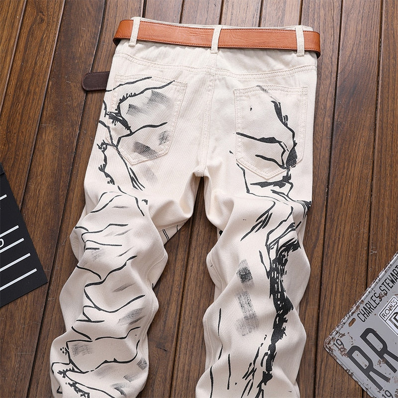 Tiger and Great Wall Printed Men Jeans