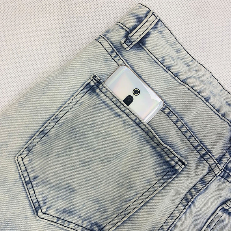 Snatch Letter Strap Deco Jeans