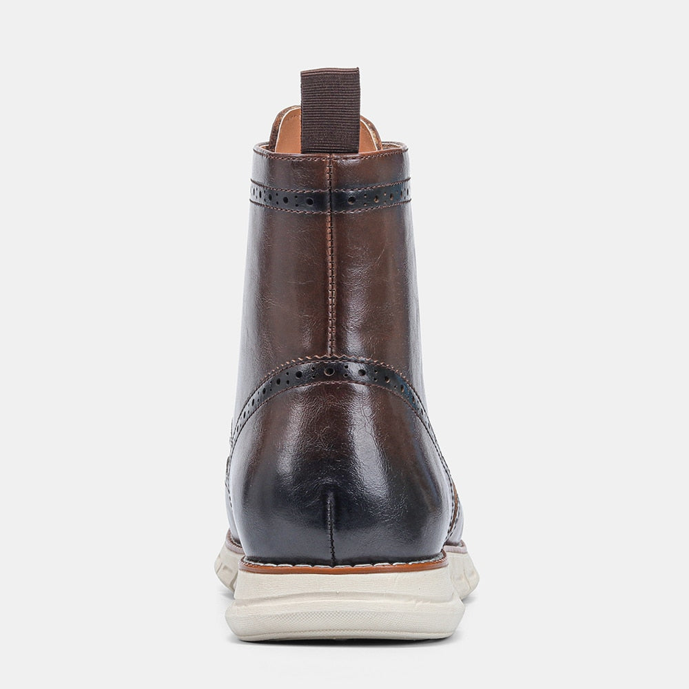 Bottes de marche légères en cuir PU marron foncé