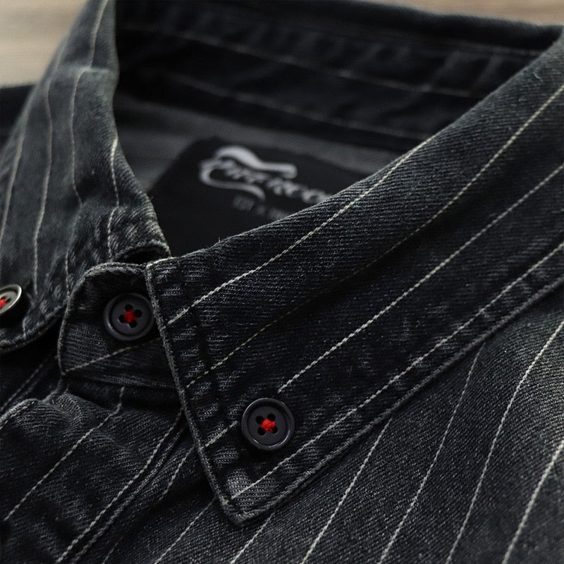 Stripe Pattern Cotton Long Sleeve Shirt