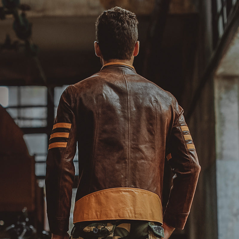 Vintage Style Biker/Motorcycle Genuine Men Leather Jacket Genuine Leather - FanFreakz