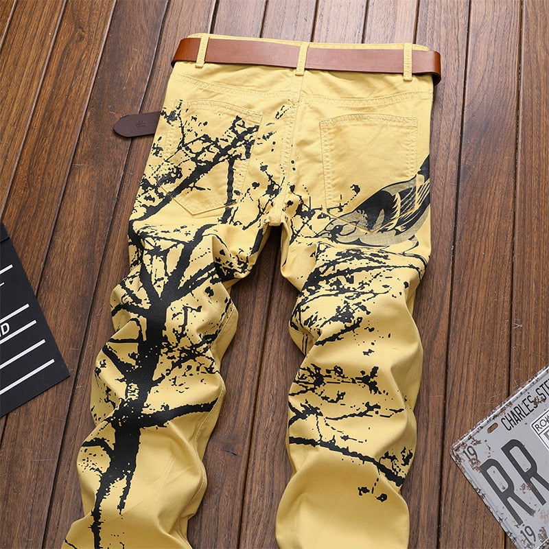 Chair and Bird Scenery Silhouette Jeans