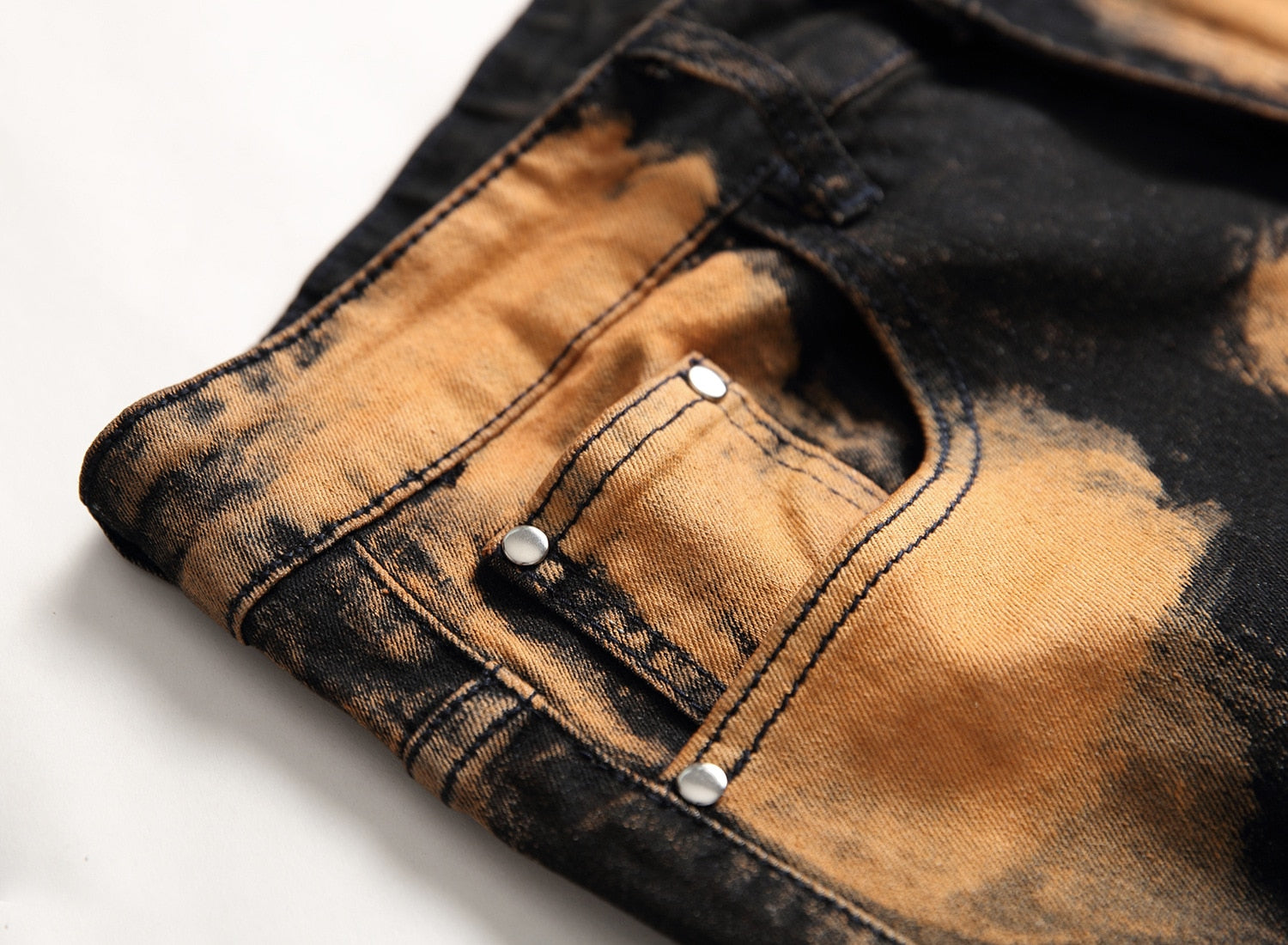 Color Painted Straight Denim Jeans