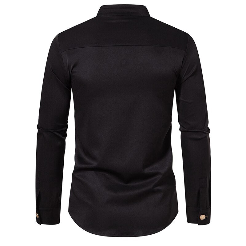 Solid Color Steampunk Long Sleeve Shirt