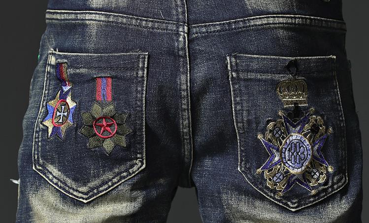 Badges Patch Embroidery Ripped Jeans