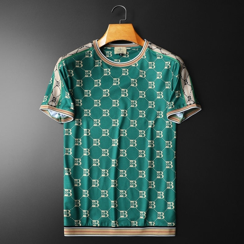 Mercerized Geometric Cotton Vintage T-Shirt