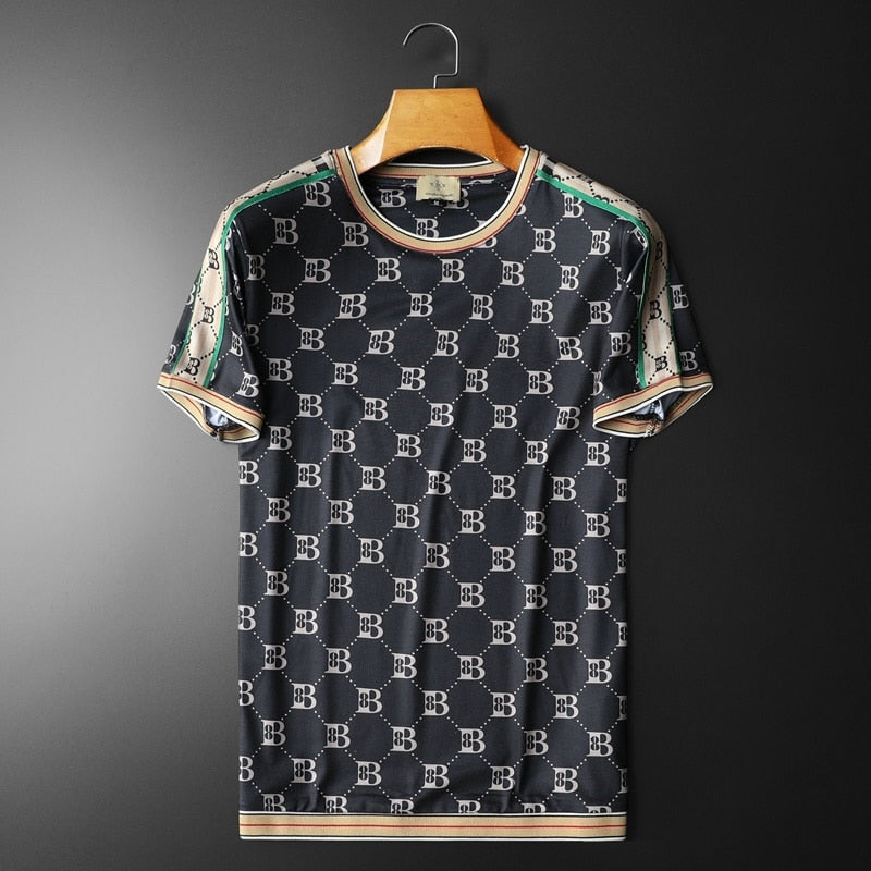 Mercerized Geometric Cotton Vintage T-Shirt