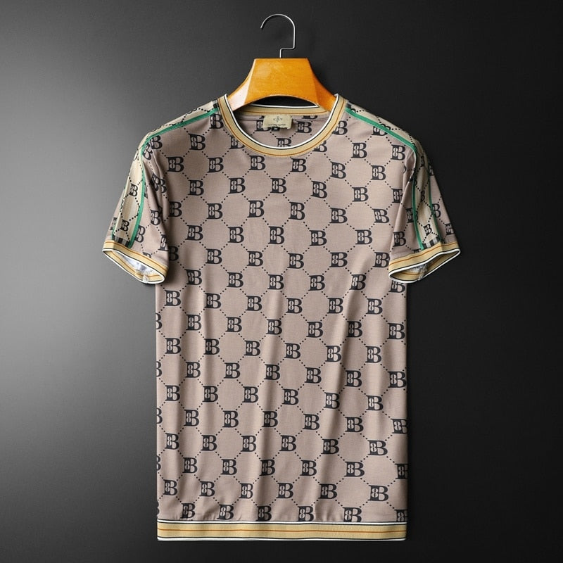 Mercerized Geometric Cotton Vintage T-Shirt