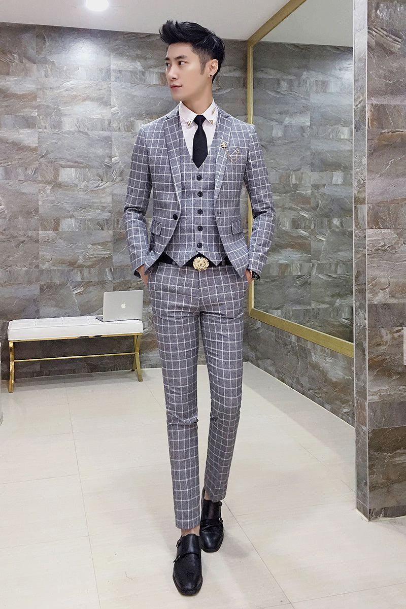 British Chalk Plaid Style Men Slim Fit Trouser - FanFreakz