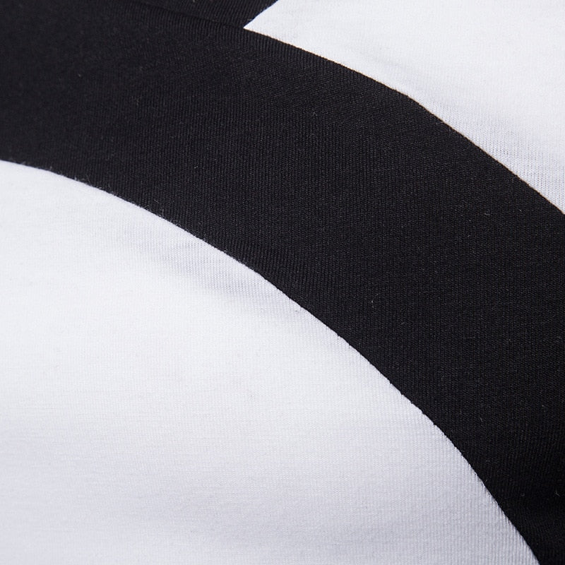 T-shirt Basic Stripe Tide Slim Fit à manches longues style décontracté pour hommes