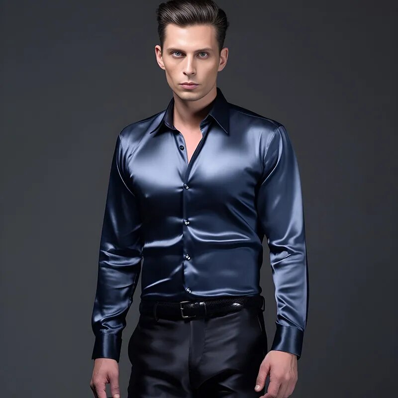 Classic Satin Silk Long Sleeve Shirt