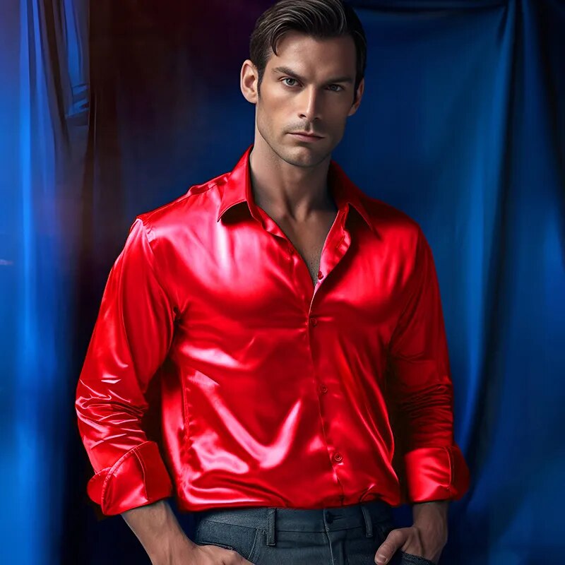 Classic Satin Silk Long Sleeve Shirt