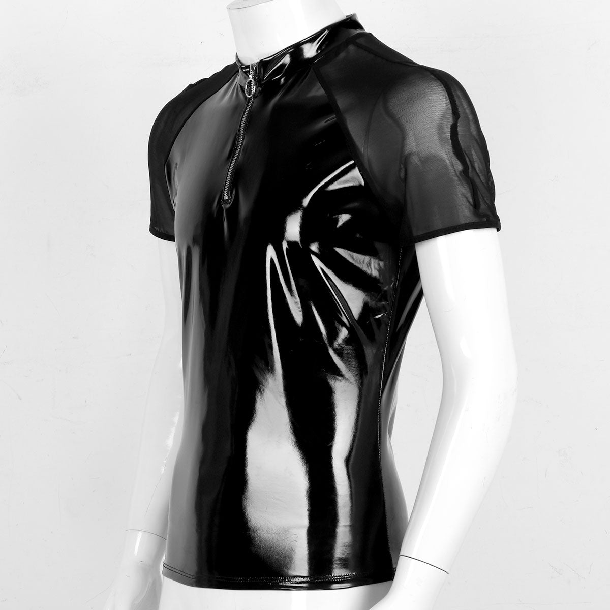 Shiny Patent Leather Short Sleeves T-Shirt