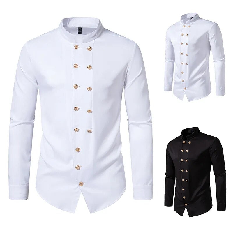 Slim Fit Double Breasted Cotton Shirt