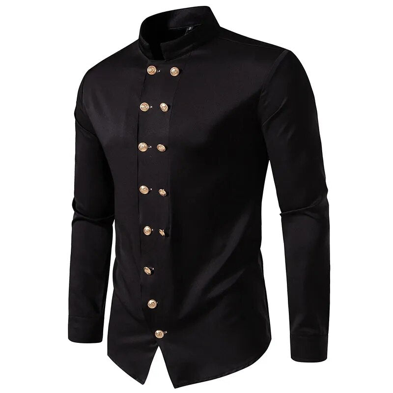 Slim Fit Double Breasted Cotton Shirt