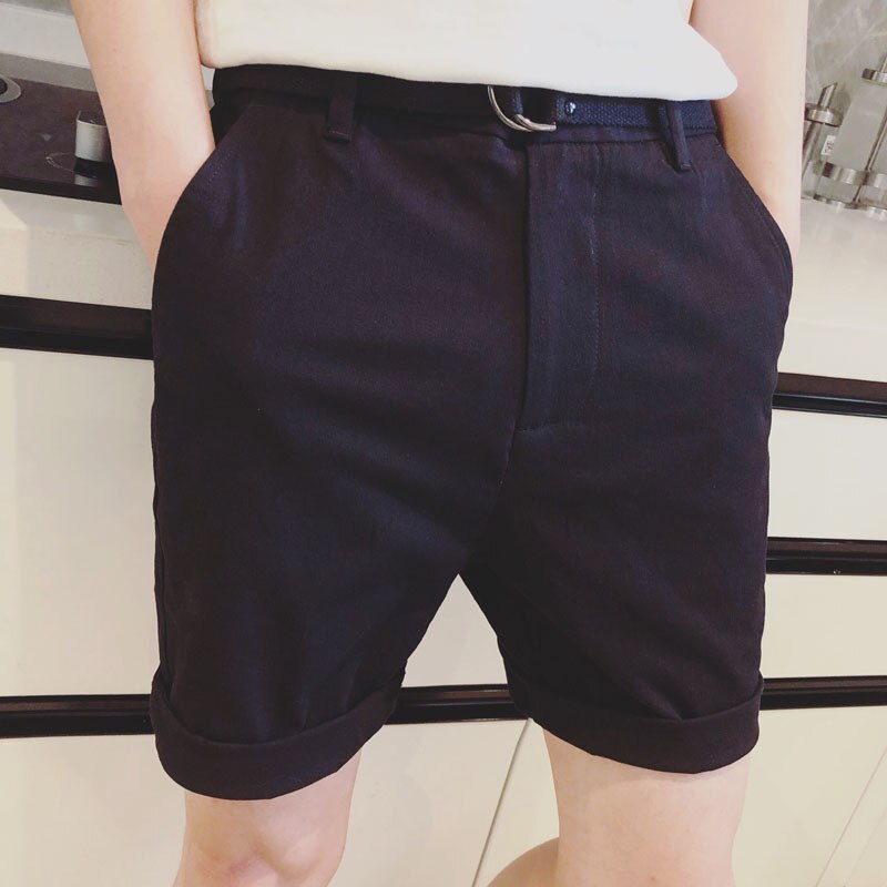 Casual Solid Zipper Fly Style Men Shorts