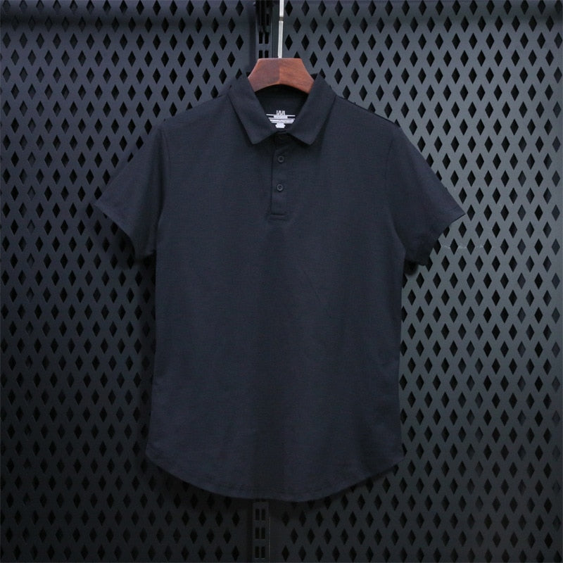 Sporty Spandex Solid Color Polo Shirt