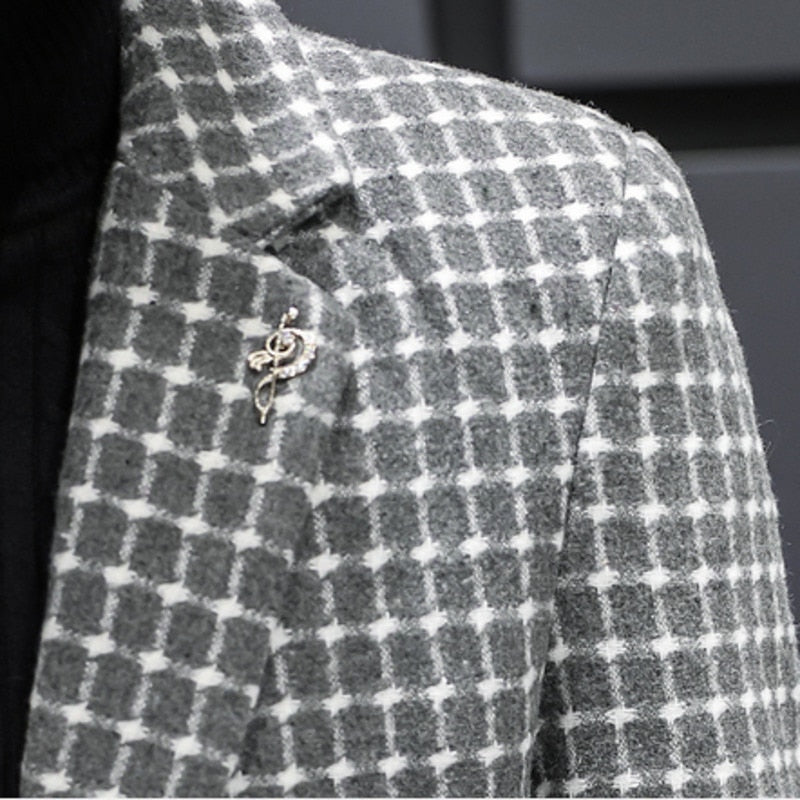 Abrigo de manga larga con patrón de cuadros británicos