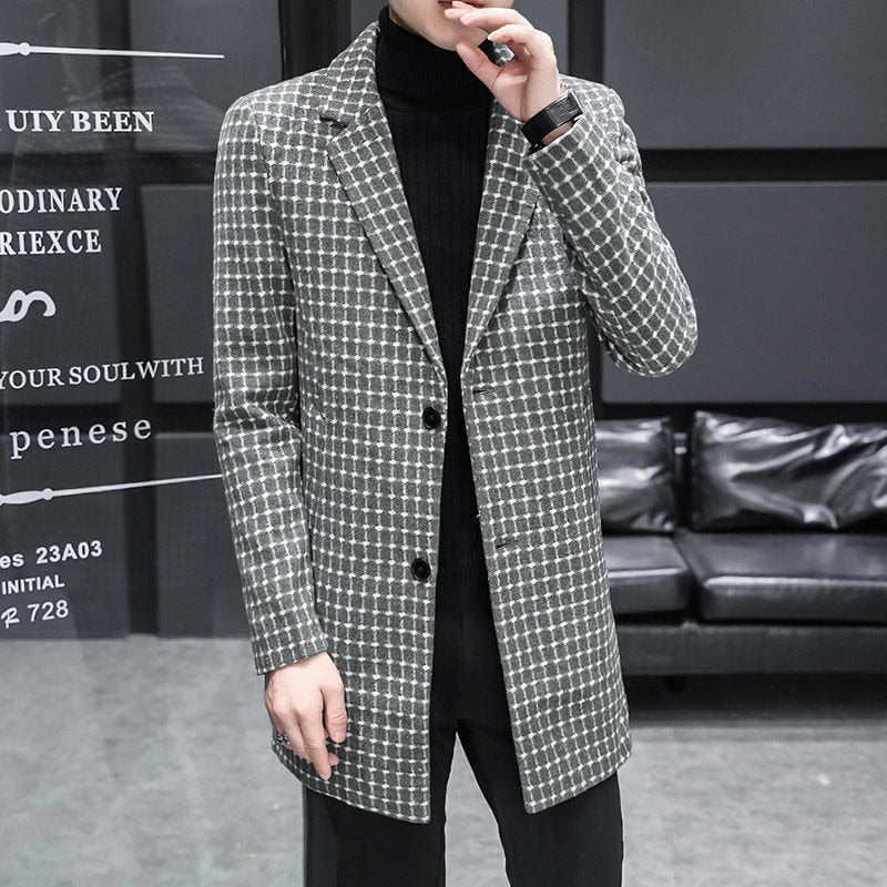 Abrigo de manga larga con patrón de cuadros británicos