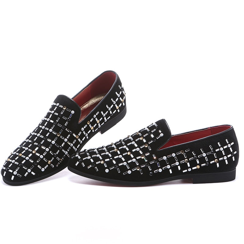 Casual Sequin Rhinestone Driving Breathable Men Loafers Shoes
