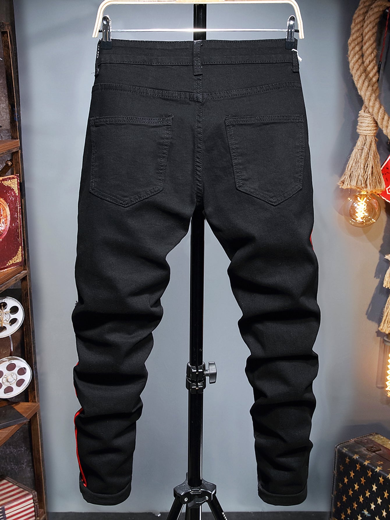 Ripped Denim Letter Slim Fit Jeans