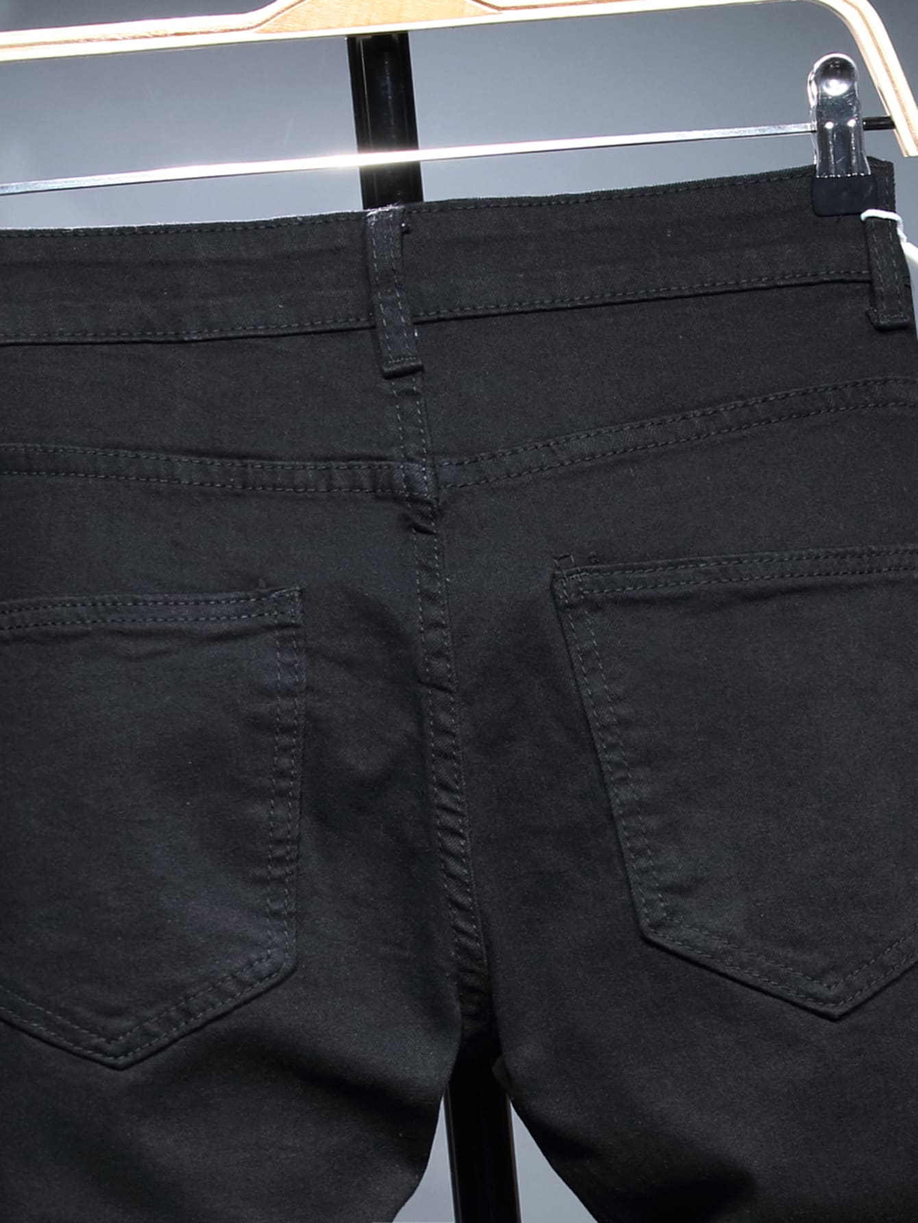 Ripped Denim Letter Slim Fit Jeans