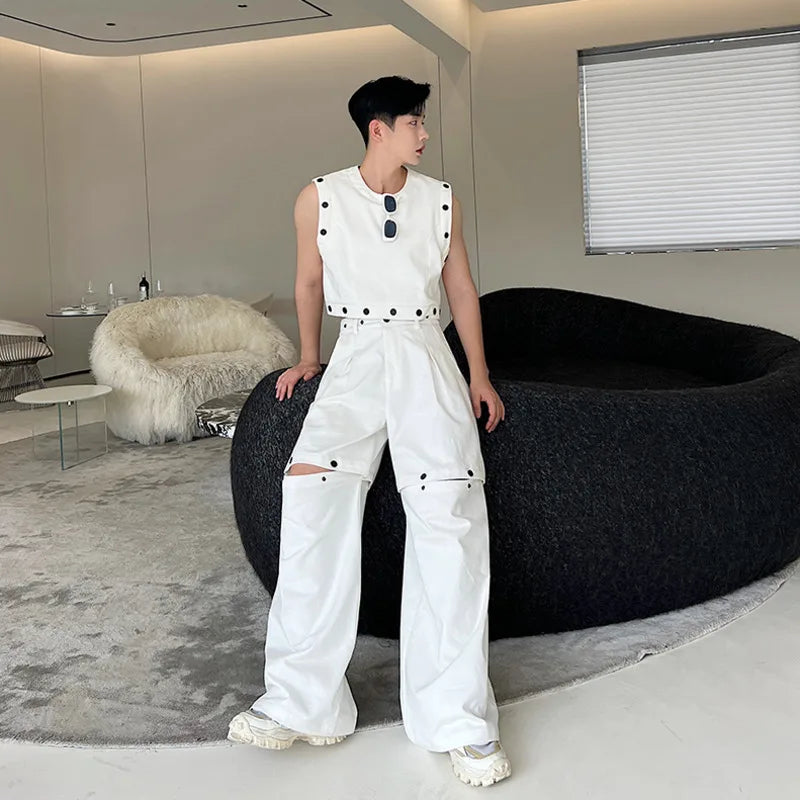Solid Casual Niche Detachable Pants Set