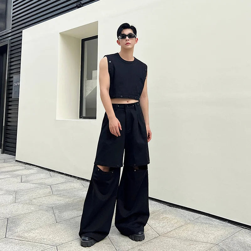 Solid Casual Niche Detachable Pants Set