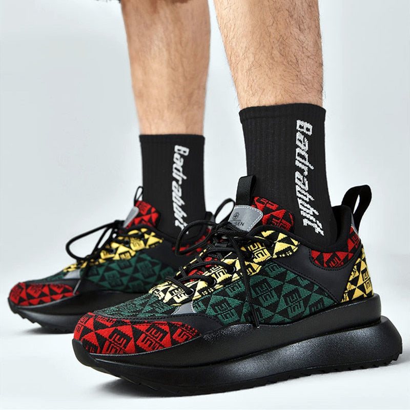 Baskets montantes en microfibre à motif géométrique