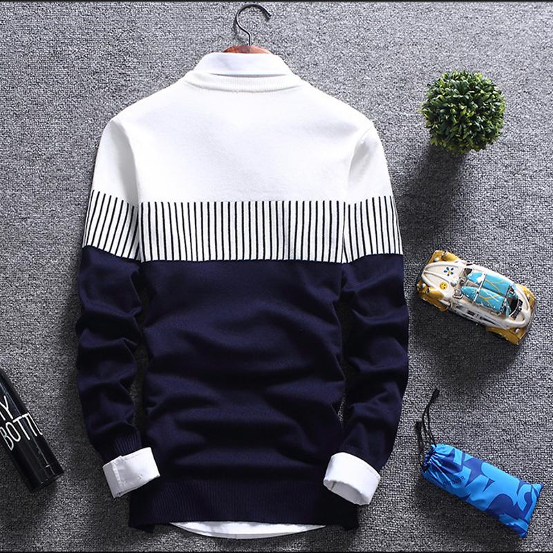 Mild Contrast Strip Knitted Sweaters