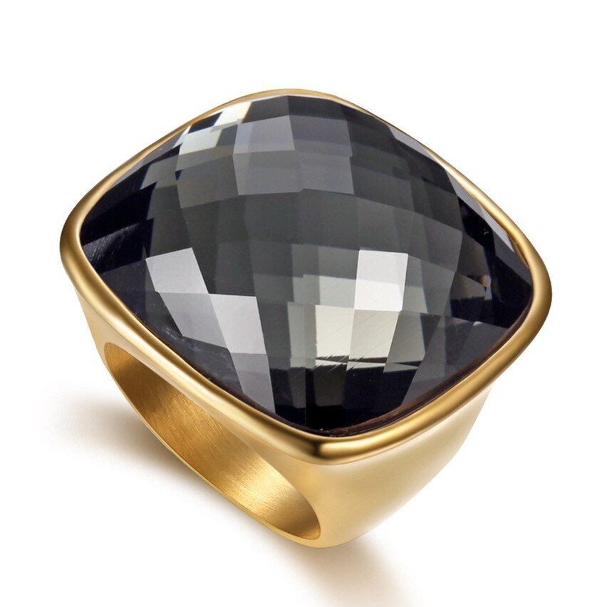 Grandes bagues de mode pour hommes en acier au titane avec cristal coloré