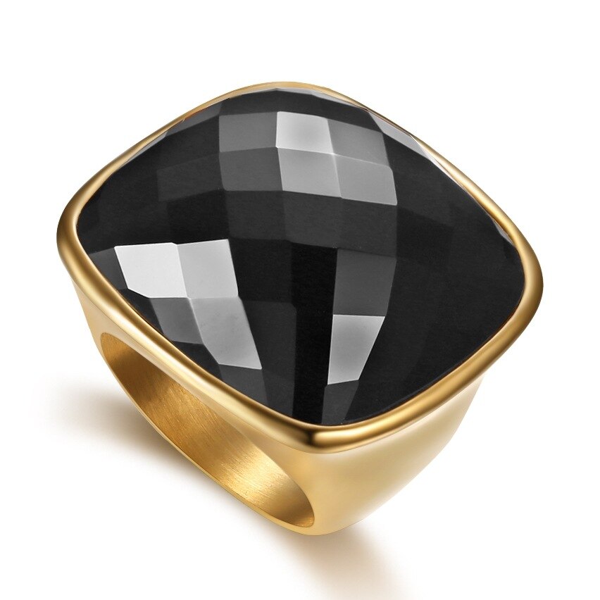 Grandes bagues de mode pour hommes en acier au titane avec cristal coloré