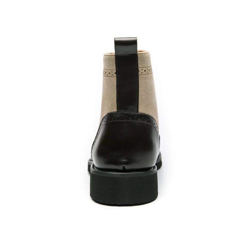 Mix Color Suede Leather Lace-up Martin Boots