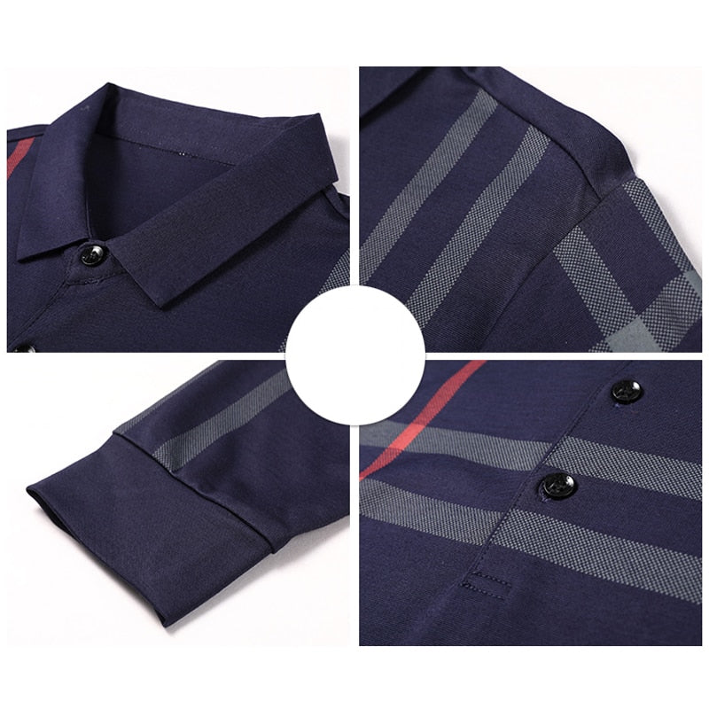 Cross Striped Pattern Polo Shirt