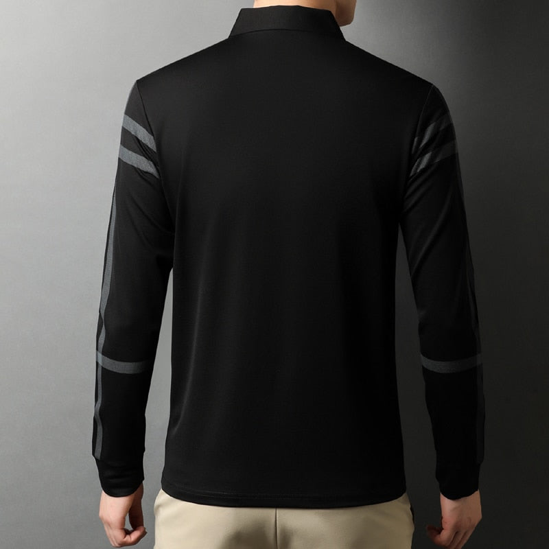 Cross Striped Pattern Polo Shirt