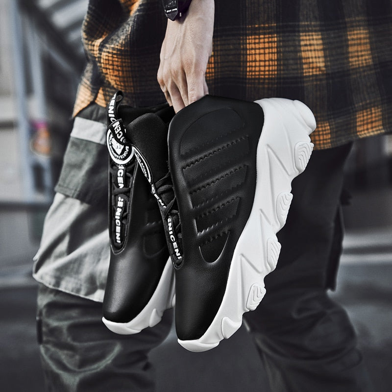 Futuristic Lace Up High Top Men Sneakers