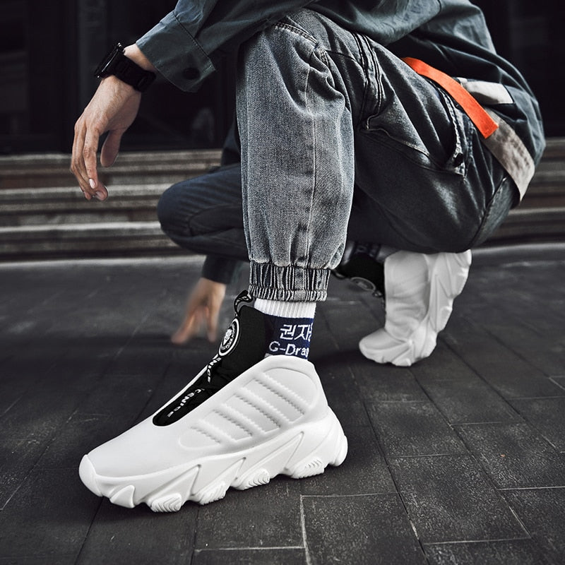 Futuristic Lace Up High Top Men Sneakers