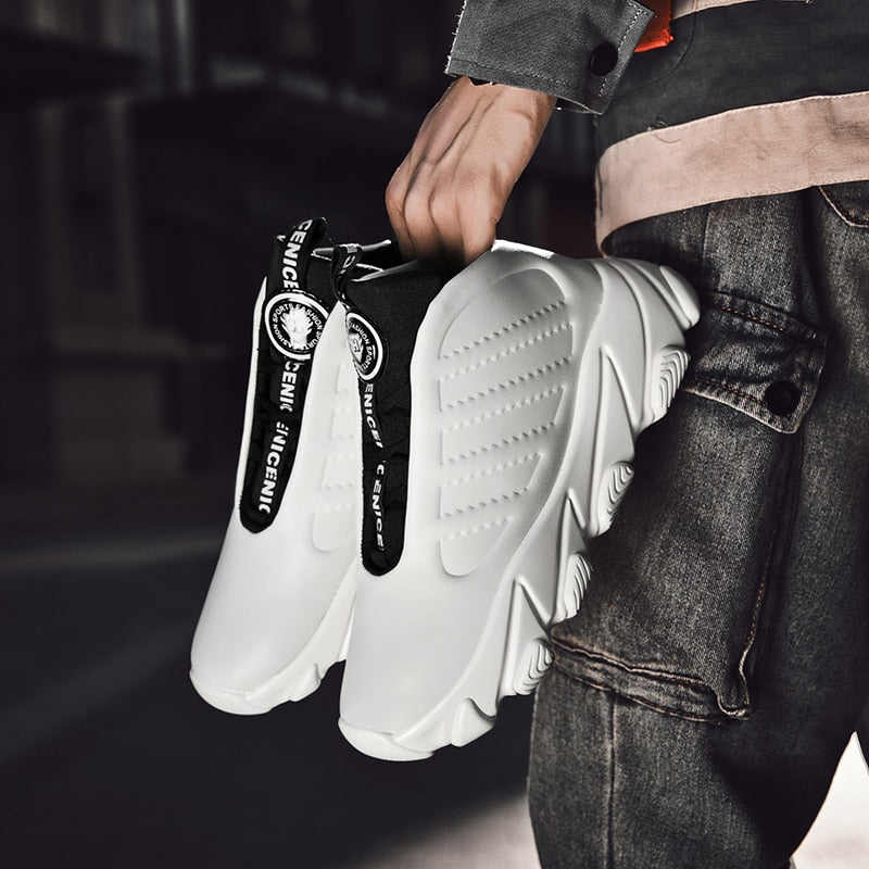 Futuristic Lace Up High Top Men Sneakers