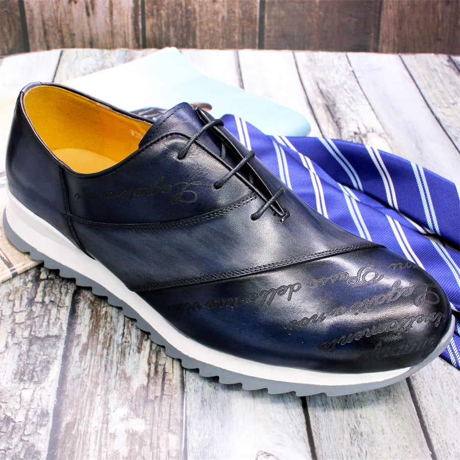 Hand Writing Pattern Leather Shoes