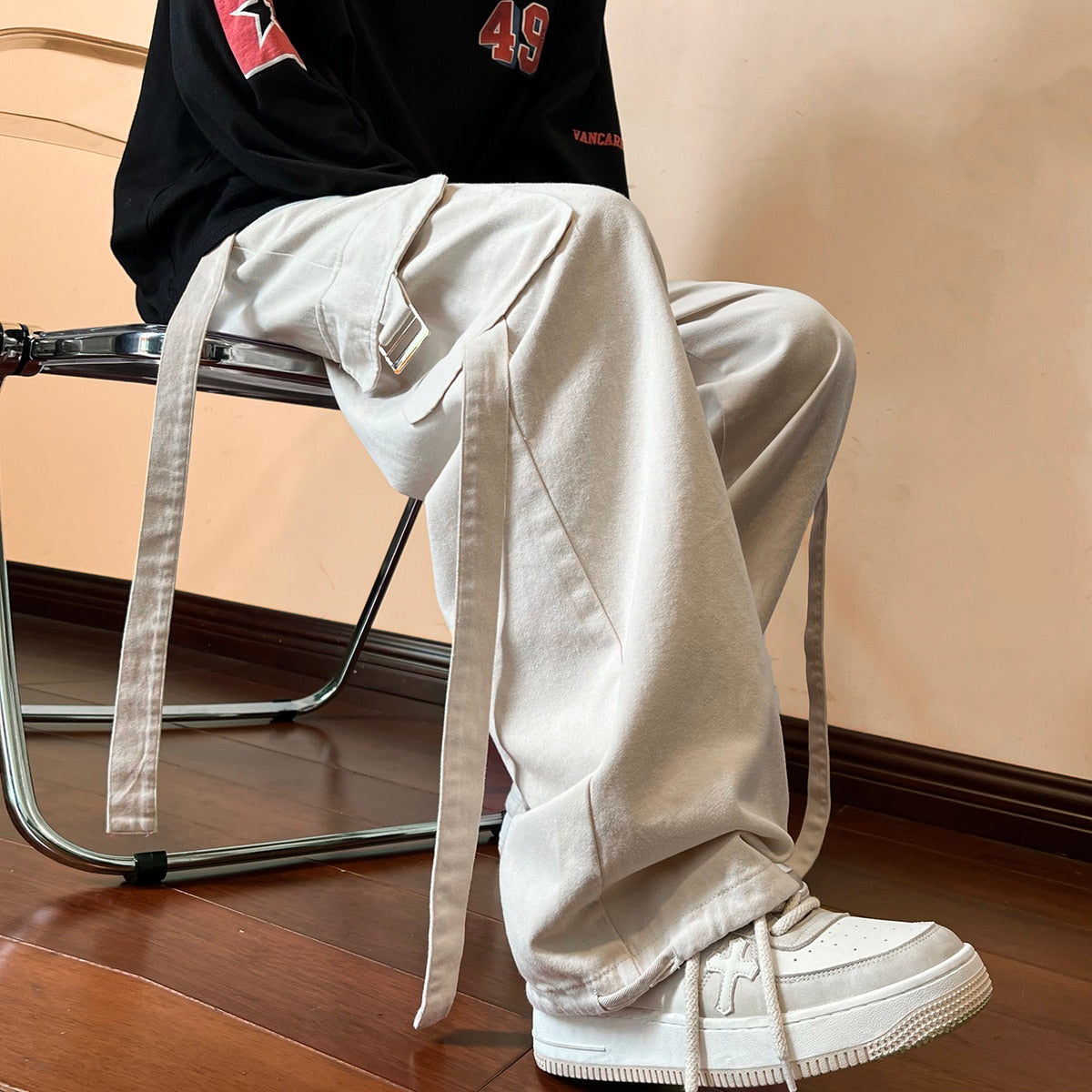 Pocket Long Strap Cargo Pants