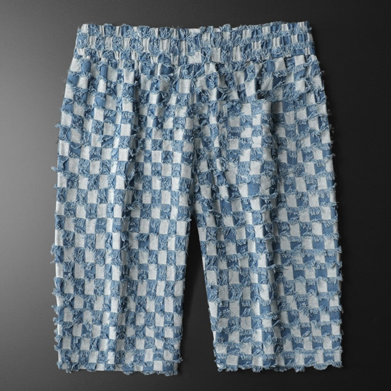 Tufted Blue Checkered Shorts