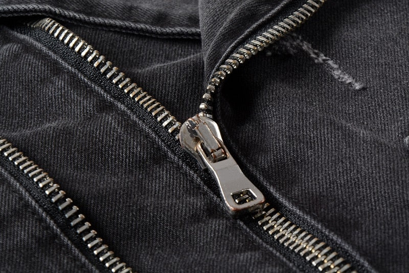 Cool Zippers Highlight Men Biker Denim Jacket - FanFreakz