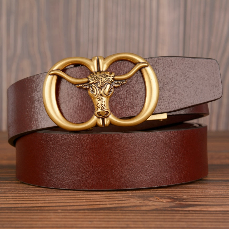 Bull Double Loop Buckle Leather Belt