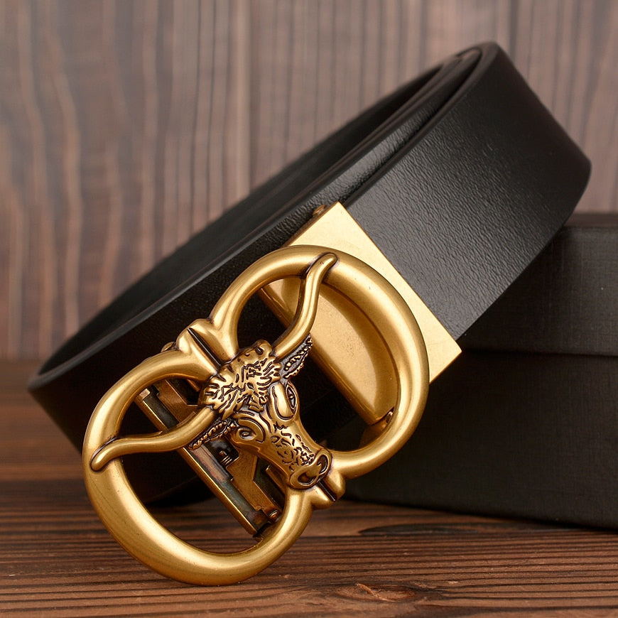 Bull Double Loop Buckle Leather Belt