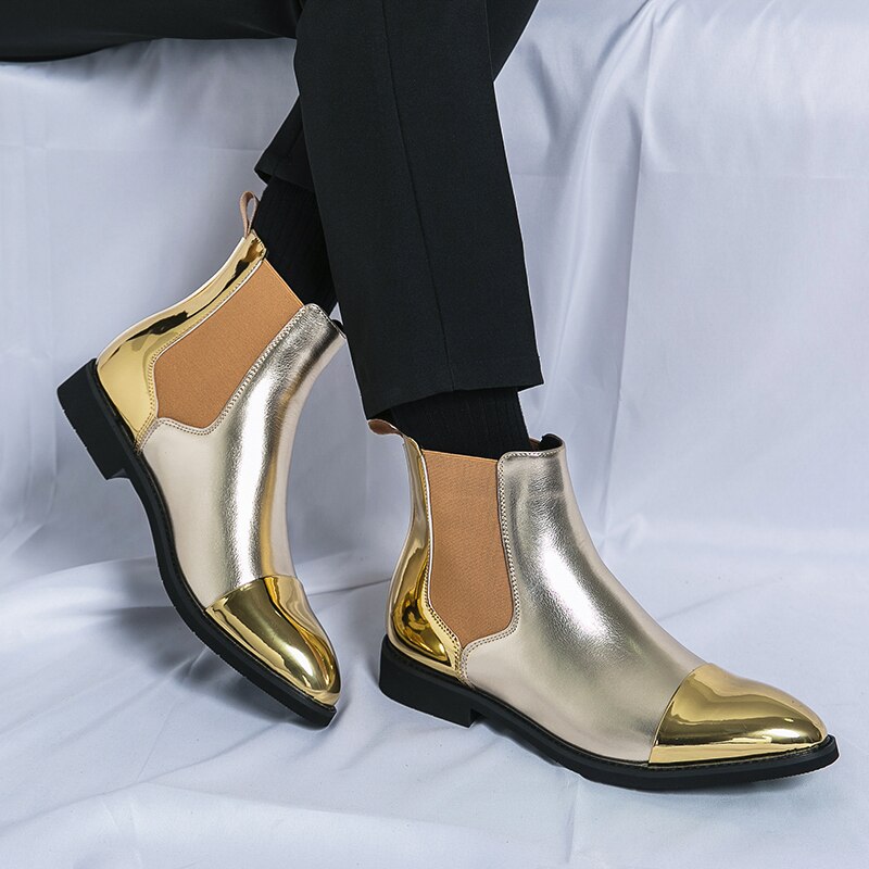chelsea boots gold