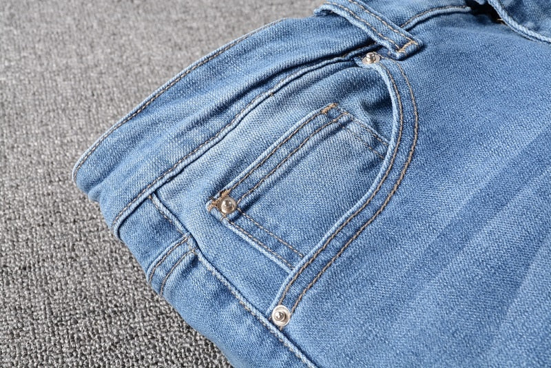 Painted Dragon Slim Fit Bleu Délavé Stretch Style Hommes Jeans