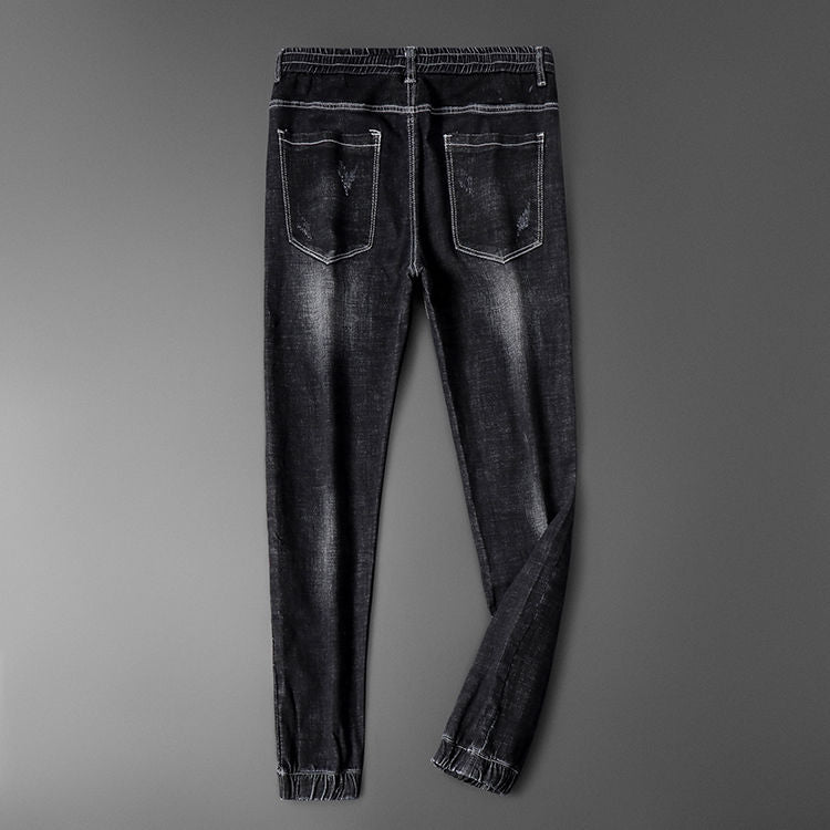 Bats Embroidery and Letter Printing Decorated Jeans