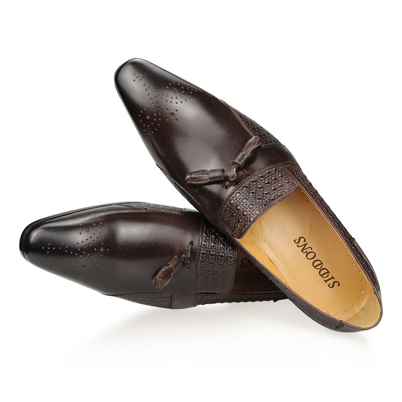 Tassels Brown Leather Loafers Shoes