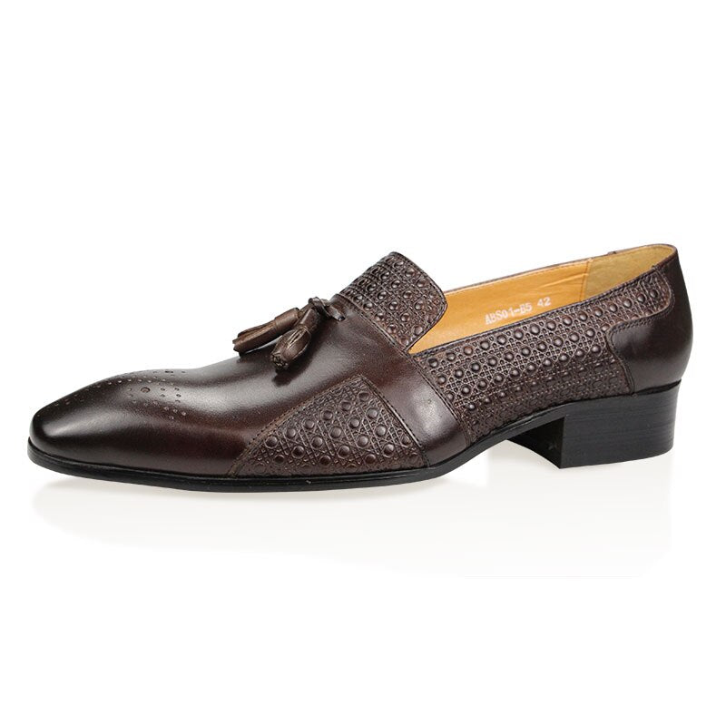 Tassels Brown Leather Loafers Shoes